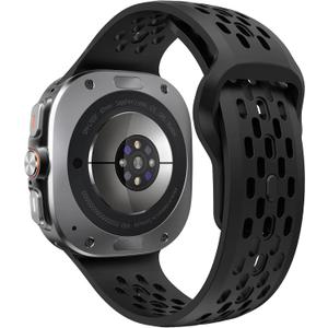 TiMOVO Bands Compatible with Samsung Galaxy Watch Ultra Band 47mm(2025/2024), Breathable Soft Silicone Replacement Strap for Galaxy Watch Ultra bands, Black