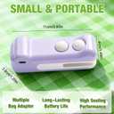 2 in 1 Mini Bag Sealer with Cutter and Magnet,Portable Handheld Rechargeable Heat Sealer, Crocodile Design Portable Sealing Machine Small Package Sealer for Chip Snack & Food Storage Travel(2pcs) (Green,Purple)