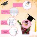 30 Set Graduation Fillable Drink Balls, Mini Felt Graduation Caps with Tassels and 9 oz Plastic Clear Cups, Hanging Graduate Party Ornaments for Holiday Celebration Decoration (Yellow)