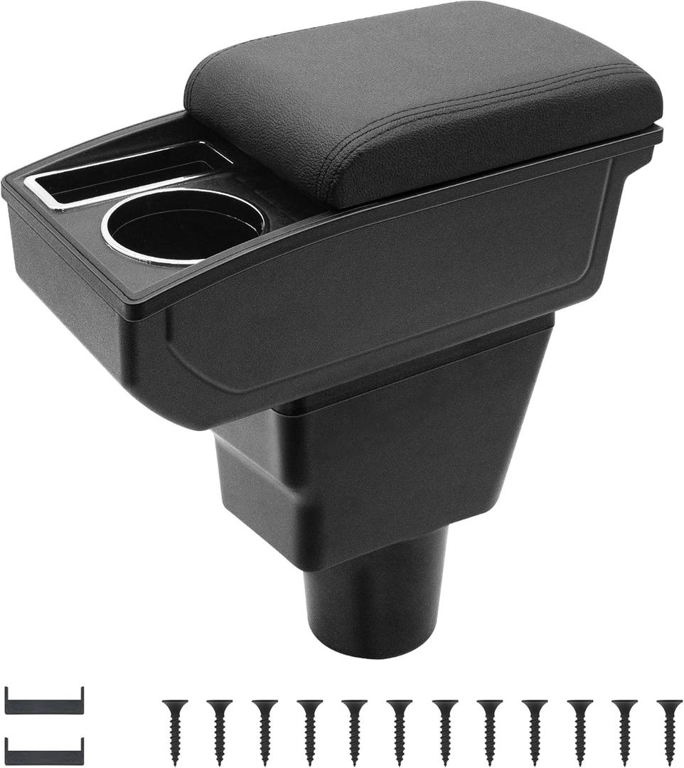 Car Armrest Box for Chevy Chevrolet Spark 2016-2022 Auto Accessories Center Console Leather Arm Rest Double-Layer Storage Space with Cup Holder, Black Thread