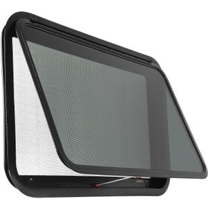 RV Exit Window, 30" W x 22" H Tinted RV Window with Net Screen and Trim Ring, Suitable for 1-1/2" or 2" Walls, DOT Approved