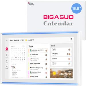 15.6 Inch Digital Calendar, Full HD Touchscreen Smart Planner for Family Schedules - Wall & Desk Mount, Great for Seamless Daily Planning & Household Organization, with LED Reminder Light (White)
