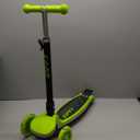 ZIFFY 3-Wheel Light-Up Kids Scooter, Kids Balance Scooter for Boys Girls with 20 Dynamic LED Lights, 4 Adjustable Height, Lean-to-Steer Design with Anti-Slip Wide Surface for Stability - Up to 110LBS (Green)