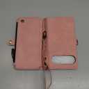 Defencase Compatible with Pixel 9/Pro Case, RFID Blocking Wallet Case Fit for Google Pixel 9 & 9 Pro Soft PU Leather Magnetic Snap Flip Zipper Strap Card Holder Phone Case for Women Men, Pink