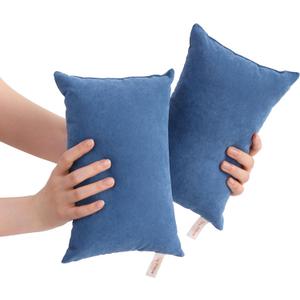 BEDSUM 2 Pack Tiny Pillows, 11"x7" Microfiber Mini Pillow for Travel, Pets, Soft and Machine Washable Small Pillows for Neck, Wrist, and Knee Comfort, Denim Blue