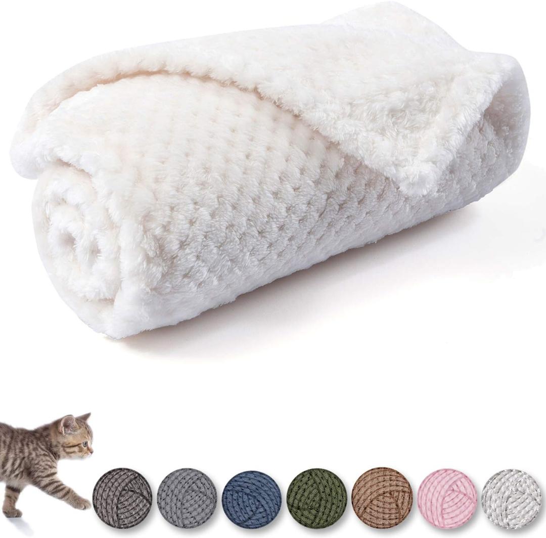 Warm Soft Fuzzy Dog or Cat Blanket, Plush Fleece Throws for Puppy, Kitten, Medium, Large Dogs - Ivory (M/32" x 40")