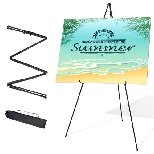 Easel Stand for Wedding Sign & Poster Display 63'' Portable Art Easel for Floor Adjustable Metal Easel Black