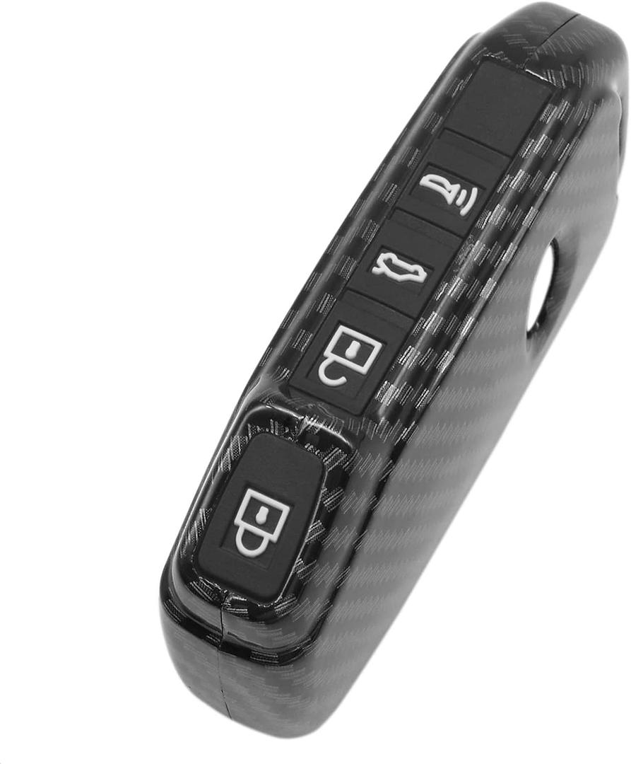 Smart Key Fob Case Compatible with KIA CEED CERATO Forte NIRO SELTOS Sorento Soul SPORTAGE Telluride Black Carbon Fiber Pattern ABS Silicone Rubber Night-Luminous Black