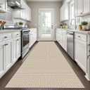 KOZYFLY Long Runners for Hallways 3x12 ft Washable Kitchen Runner Non Slip Rubber Backed Hallway Rugs Cotton Entryway Runner Rug Floor Carpet for Indoor Hall, Backdoor, Kitchen, Ivory/Khaki