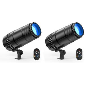 2 Pack 20W Pinspot Light with Remote,RGBWYP+Cyan LED Beam Spot Lights,Ultra Bright Mirror Disco Ball Spotlight Stage Light for DJ Disco Party Bar Club Show Wedding Children's Theater (Blue)