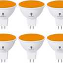 BlueX 6 Pack LED MR16 Orange Bulb - 4W (40Watt Equivalent) - GU5.3 Bi-Pin Base 12V, Party Decoration, Porch, Home, Holiday Lighting, Decorative Illumination