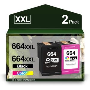 664xl Ink Cartridge Black/Color Combo Pack Replacement for HP 664 XL for DeskJet 1115 2135 2138 3635 3636 3638 4675 4676 4678 4535 4536 4538 Printer (2-Pack)