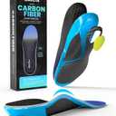 Carbon Fiber Sport Insoles with Arch Support - Welnove Shock Absorbing Performance Insoles for Running,Sneaker Insoles - Energy Return,Increased Performance,Injury Protection-L[US M: 8-9/W: 9.5-10.5]