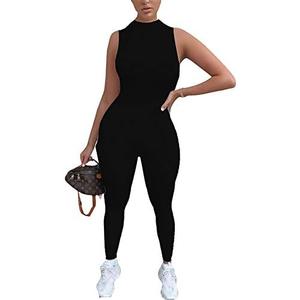 LuFeng Women's Sexy Sleeveless Zipper Bodycon Party Club Long Rompers Jumpsuit, Size S