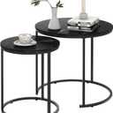 Black Marble Nesting Coffee Table for Small Place 24 in 2 Sets High Side End Sofa Table Nightstand Modern Furniture Living Room Cabin Bed Room Dining RoomGarden 4 You (Black Marble)