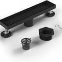 Linear Shower Drain 12" Matte Black 304 Stainless Steel | Fast Drainage | Tile Inserted | Stainless Floor Drain Grate | Hair Strainer | Drain Key | The Upgrade for Your Bathroom