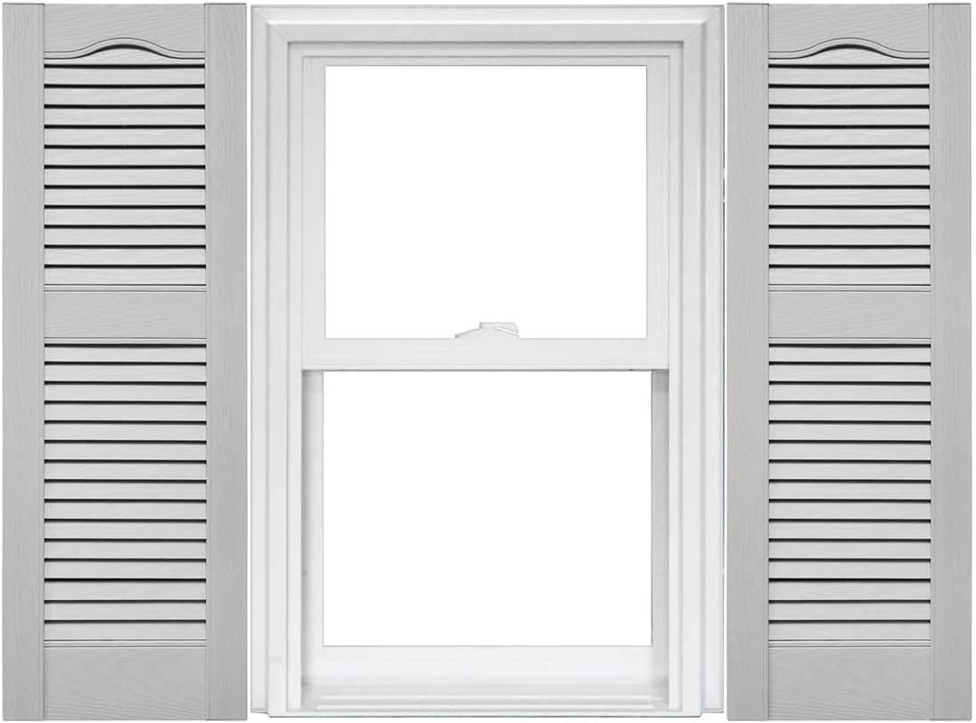 Mid America Open Louver 14.5 Inch Vinyl Shutters (1 Pair) - 14.5 x 52 Paintable Window Shade
