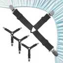 Sheet Retainer Straps,Elasticated Adjustable Mattress Sheet Clip Retainer,Keeps Sheets and Mattress Firm and Tight,for Anti-Slip and Anti-Wrinkle Sheets,Suitable of Mattresses,Black