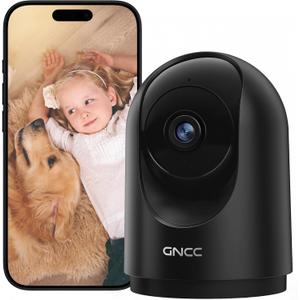 GNCC 2K Security Camera Indoor 360° WiFi Cameras for Home Security with Motion Detection, Pet/Dog/Baby Camera with Phone app, Baby Monitor&Night Vision, TF/Cloud Storage(Not Included) 2.4Ghz WiFi