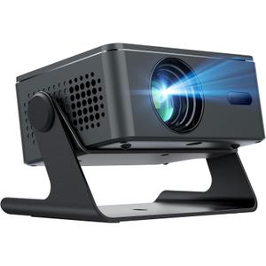 [4K Support & Electronic Focus] Projector with WiFi and Bluetooth, 4K 1080P Native Projector Keystone & Zoom, 20W Speaker, 180Adjustable Portable Projector for Phone, Laptop, Bedroom, Outdoor