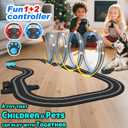 AGM MASTECH 18.7ft Slot Car Race Track Set,4 Official Licensed Light-Up Cars, Steering Wheel&Paw Controllers, Adjustable Speed, 4 Flashing Loop Tracks, Dual Power Modes, for Kids 8+, Family Racing Fun