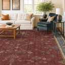 Hazo Haus Oriental 8x10 Large Area Rugs for Living Room - Burgundy Rug for Bedroom Under Bed, Dining Room Under Kitchen Table, Washable Soft Non Slip Unique Indoor Dcor