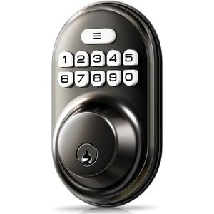 Veise Keyless Entry Door Lock, Electronic Keypad Deadbolt, Keyed Entry, Auto Lock, Anti-Peeking Password, Back Lit & Easy Installation Design, Matte Black