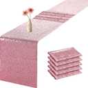 Sequin Table Runners 72 Inches Long Pink Glitter Table Runner for Party, Wedding, Bridal Baby 6 Pcs, Pink