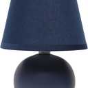 Simple Designs LT2008-BLU Mini Ceramic Globe Table Lamp with Matching Fabric Shade, Blue (8.78 x 5.55 x 5.55)