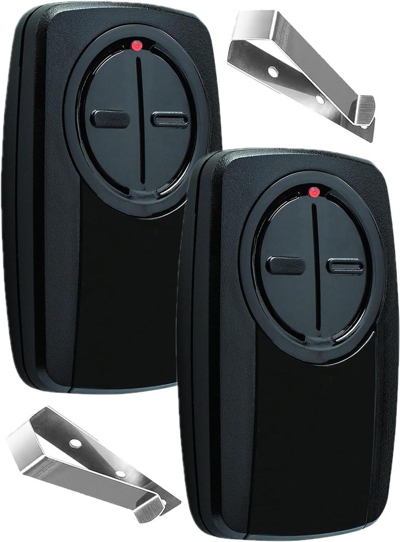 380UT Chamberlain klik5u-bk2 klik3u-bk Garage Door Opener Remote Clicker, 375UT Universal Garage Door Remote for Lift Master Craftsman Genie, Dip Switch (Black 2PC)