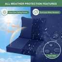 Summsun Outdoor Chair Cushions Set of 2, Waterproof Backrest and Deep Seat Cushion Set for Patio Furniture, Outdoor Replacement Cushions with Removable Cover, 22 x 22 Inch, Navy, 22*22 + 22*20 Inch