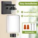 Set of 2 Wall Sconces for Bathroom, Modern Vanity Light Fixtures, Matte Black Wall Mount Lighting Lanterns, Farmhouse Wall Lights with Double Clear Glass Shade for Bedroom Living Room Mirror Hallway