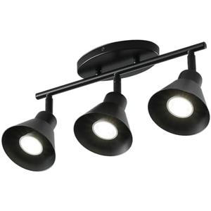 vivihobb Modern 3-Light Track Lighting Fixture, Black Metal Ceiling Spotlight with Flexible Rotatable Heads, GU10 Base Directional Track Light for Kitchen, Hallway, Living Room & Gallery