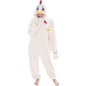 NEWCOSPLAY Unisex Adult Onesie Pajamas Animal One Piece Costume Cosplay Sleepwear (Large, White Chicken)