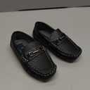 Josmo Boys Moccasin Boat Shoes - Casual Leatherette Driving Loafers - Black (Size 8 Toddler)