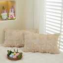 Easter Throw Pillow Covers 12x20 inch Set of 2 for Easter Decorations Beige Bunny Rabbit Soft Plush Faux Fur Wool Pillow Covers for Sofa Living Room Couch Bed