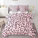 Feelyou Pink Leopard Print Comforter Set with Sheets Twin Size Kids Cheetah 7 Pieces Bedding Set for Boys Girls Teens Animal Print Bed in a Bag Breathable Safari Bed Set Room Decor