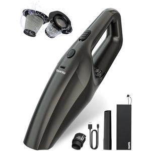 TANYO Car Vacuum Cleaner, Portable Handheld Car Vacuum Cordless with Strong Suction and 12000PA Brushless Motor, Rechargeable Mini Hand Held Vacuum with HEPA Filter for Home, Office Golden Black