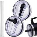 Straw Lid for Stanley 40oz and 64oz Tumbler.Leakproof Flip Straw Lid Fit Stanley Cup Quencher H2.0 40 oz/64 oz and ProTour 40oz/64oz Tumbler.(Black,2-Pack)