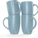 Set of 4 Oversized 20oz Tall Ceramic Latte Coffee Mugs, Gift Set for Cococa, Tea and More. With Large Handles; Dishwasher and Microwave Safe. (Blue)