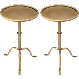RattanView 2 Pcs Metal Martini Table Bronze Small Round Drink Table12.5 x 12.5 x 27.75 Inches Pedestal Iron Side Tables for Small Spaces Bedroom Living Room, as pictures show
