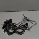 Lace Masquerade Masks for Women - 2025 Halloween Venetian Butterfly Mask with Rhinestone (Black)