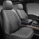 Premium Leather Car Seat Covers Full Set,Universal Fit for Cars,Trucks&SUVs,Waterproof Car Seat Cushion,Full Coverage Car Seat Protector with 5 Seats,Grey