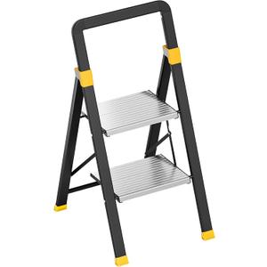 2 Step Ladder Lightweight Aluminum Folding Step Stool for Adults