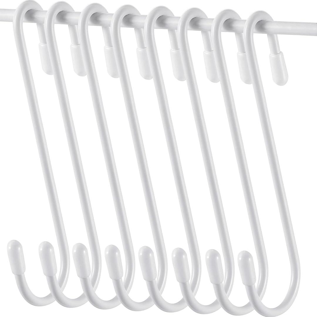 Hotop 36 Pcs White S Hooks for Hanging 4.7 Inch Heavy Duty S Shaped Hook Rack Metal Non Slip Hanger for Christmas Tree Stocking Kitchen Pot Utensils Closet Wire Bathroom Bedroom Pan Bag Towel Plant