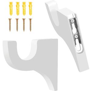 2Pcs Wooden Curtain Rod Brackets, Multipurpose Curtain Rod Bracket, Suitable for 2-inch Diameter Rods with 3 1/2 inch Returns, for Bathroom Bedroom Livingroom Kitchen (2Pcs-White)
