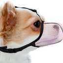 Dog Muzzle, Breathable Soft Muzzle for Extra Small Dogs to Anti & Prevent Barking Biting Chewing, Reflective & Adjustable Basket Muzzle with Air Mesh for Dachshund Pink XS