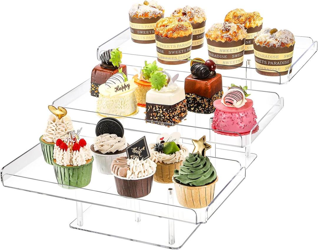 Clear Cupcake Stand, 3 Tiered Acrylic Dessert Table Display Set for 54 Cupcakes, Large Food Display Riser Serving Platter for Wedding, Party, Baby Shower, Buffet