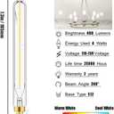 E12 Tubular LED Bulbs 4W Equal Dimmable Light Bulb 5000K Cool White 7.3inch E12 Long Candelabra Bulb 40 Watt for Chandeliers,Ceiling Fan,Pendant,Wall sconces AC120V 400LM T6 Light Bulb, 6Pack