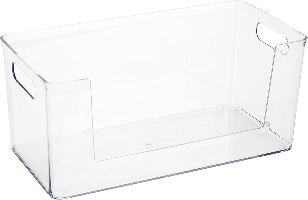 Simplify Rectangular Kitchen Cabinet & Pantry | Fridge Storage | Bathroom | Office Tote | Super Clear Open Front Organizer Bin, Large